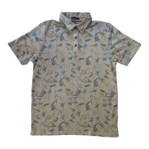 Visitor Premium Fish Print Polo Gray Medium